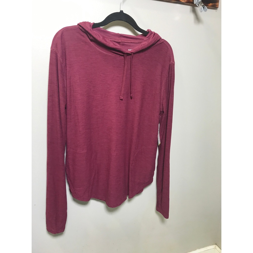 Old Navy Active Breathe On Hoodie Maroon Berry Long Sleeve Womens Medium Tall